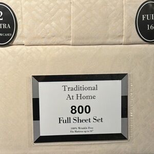 Traditional At Home 6pc Full Sheet Set Creamy Cream  Diamond embossed